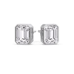 Load image into Gallery viewer, Stud Earring Emerald Diamond Bezel