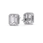 Load image into Gallery viewer, Stud Earring Emerald Diamond Bezel