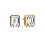 Load image into Gallery viewer, Stud Earring Emerald Diamond Bezel