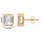 Load image into Gallery viewer, Stud Earring Emerald Diamond Bezel