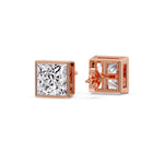 Load image into Gallery viewer, Stylish Princess Bezel Diamond Studs