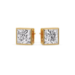 Load image into Gallery viewer, Stylish Princess Bezel Diamond Studs
