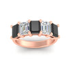 Load image into Gallery viewer, 5-carat-emerald-cut-5-stone-black-diamond-wedding-band-in-rose-gold-fdwb8008emblackangle5-5.00ct-nl-rg