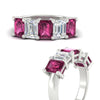 Load image into Gallery viewer, 5-carat-emerald-cut-5-stone-pink-sapphire-wedding-band-in-white-gold-fdwb8008emgsadrpiangle3-5.00ct-nl-wg