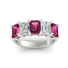 Load image into Gallery viewer, 5-carat-emerald-cut-5-stone-pink-sapphire-wedding-band-in-white-gold-fdwb8008emgsadrpiangle5-5.00ct-nl-wg
