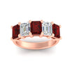 Load image into Gallery viewer, 5-carat-emerald-cut-5-stone-ruby-wedding-band-in-rose-gold-fdwb8008emgrudrangle5-5.00ct-nl-rg