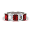 Load image into Gallery viewer, 5-carat-emerald-cut-5-stone-ruby-wedding-band-in-white-gold-fdwb8008emgrudrsleep-5.00ct-nl-wg