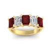 Load image into Gallery viewer, 5-carat-emerald-cut-5-stone-ruby-wedding-band-in-yellow-gold-fdwb8008emgrudrangle5-5.00ct-nl-yg