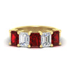 Load image into Gallery viewer, 5-carat-emerald-cut-5-stone-ruby-wedding-band-in-yellow-gold-fdwb8008emgrudrsleep-5.00ct-nl-yg
