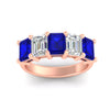 Load image into Gallery viewer, 5-carat-emerald-cut-5-stone-sapphire-wedding-band-in-rose-gold-fdwb8008emgsablangle5-5.00ct-nl-rg