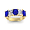 Load image into Gallery viewer, 5-carat-emerald-cut-5-stone-sapphire-wedding-band-in-yellow-gold-fdwb8008emgsablangle5-5.00ct-nl-yg