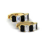 Load image into Gallery viewer, 5-carat-five-stone-emerald-cut-black-diamond-hoop-earrings-in-yellow-gold-fdear11542emgblack-nl-yg.jpg?v=1764919087