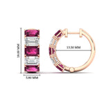 Load image into Gallery viewer, 5-carat-five-stone-emerald-cut-pink-sapphire-hoop-earrings-in-rose-gold-fdear11542emgsadrpiangle2-nl-rg-hw.jpg?v=1764918730