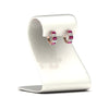 Load image into Gallery viewer, 5-carat-five-stone-emerald-cut-pink-sapphire-hoop-earrings-in-rose-gold-fdear11542emgsadrpistand-nl-rg.jpg?v=1764918730