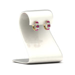 Load image into Gallery viewer, 5-carat-five-stone-emerald-cut-pink-sapphire-hoop-earrings-in-yellow-gold-fdear11542emgsadrpistand-nl-yg.jpg?v=1764918730