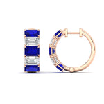 Load image into Gallery viewer, 5-carat-five-stone-emerald-cut-sapphire-hoop-earrings-in-rose-gold-fdear11542emgsablangle2-nl-rg.jpg?v=1764918435