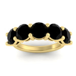 Load image into Gallery viewer, 5-carat-round-5-stone-black-diamond-colored-anniversary-wedding-band-in-yellow-gold-FDENS141ROBGBLACKANGLE5-5.00CT-NL-YG-GS