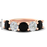 Load image into Gallery viewer, 5-carat-round-5-stone-diamond-and-black-diamond-anniversary-wedding-band-in-rose-gold-FDENS141ROBGBLACK-5.00CT-NL-RG-HW