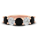 Load image into Gallery viewer, 5-carat-round-5-stone-diamond-and-black-diamond-anniversary-wedding-band-in-rose-gold-FDENS141ROBGBLACK-5.00CT-NL-RG