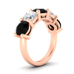 Load image into Gallery viewer, 5-carat-round-5-stone-diamond-and-black-diamond-anniversary-wedding-band-in-rose-gold-FDENS141ROBGBLACKANGLE2-5.00CT-NL-RG