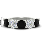 Load image into Gallery viewer, 5-carat-round-5-stone-diamond-and-black-diamond-anniversary-wedding-band-in-white-gold-FDENS141ROBGBLACK-5.00CT-NL-WG-HW