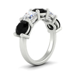 Load image into Gallery viewer, 5-carat-round-5-stone-diamond-and-black-diamond-anniversary-wedding-band-in-white-gold-FDENS141ROBGBLACKANGLE2-5.00CT-NL-WG
