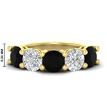 Load image into Gallery viewer, 5-carat-round-5-stone-diamond-and-black-diamond-anniversary-wedding-band-in-yellow-gold-FDENS141ROBGBLACK-5.00CT-NL-YG-HW
