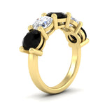 Load image into Gallery viewer, 5-carat-round-5-stone-diamond-and-black-diamond-anniversary-wedding-band-in-yellow-gold-FDENS141ROBGBLACKANGLE2-5.00CT-YG