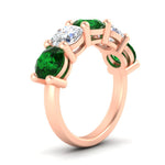 Load image into Gallery viewer, 5-carat-round-5-stone-diamond-and-emerald-anniversary-wedding-band-in-rose-gold-FDENS141ROBGEMGRANGLE2-5.00CT-NL-RG