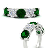Load image into Gallery viewer, 5-carat-round-5-stone-diamond-and-emerald-anniversary-wedding-band-in-white-gold-FDENS141ROBGEMGRANGLE3-5.00CT-NL-WG