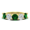 Load image into Gallery viewer, 5-carat-round-5-stone-diamond-and-emerald-anniversary-wedding-band-in-yellow-gold-FDENS141ROBGEMGR-5.00CT-NL-YG