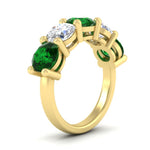 Load image into Gallery viewer, 5-carat-round-5-stone-diamond-and-emerald-anniversary-wedding-band-in-yellow-gold-FDENS141ROBGEMGRANGLE2-5.00CT-NL-YG