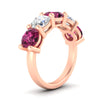 Load image into Gallery viewer, 5-carat-round-5-stone-diamond-and-pink-sapphire-anniversary-wedding-band-in-rose-gold-FDENS141ROBGSADRPIANGLE2-5.00CT-NL-RG