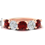Load image into Gallery viewer, 5-carat-round-5-stone-diamond-and-ruby-anniversary-wedding-band-in-rose-gold-FDENS141ROBGRUDR-5.00CT-NL-RG-HW