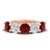 Load image into Gallery viewer, 5-carat-round-5-stone-diamond-and-ruby-anniversary-wedding-band-in-rose-gold-FDENS141ROBGRUDR-5.00CT-NL-RG
