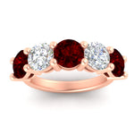 Load image into Gallery viewer, 5-carat-round-5-stone-diamond-and-ruby-anniversary-wedding-band-in-rose-gold-FDENS141ROBGRUDRANGLE5-5.00CT-NL-RG