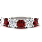 Load image into Gallery viewer, 5-carat-round-5-stone-diamond-and-ruby-anniversary-wedding-band-in-white-gold-FDENS141ROBGRUDR-5.00CT-NL-WG-HW