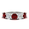 Load image into Gallery viewer, 5-carat-round-5-stone-diamond-and-ruby-anniversary-wedding-band-in-white-gold-FDENS141ROBGRUDR-5.00CT-NL-WG