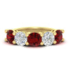 Load image into Gallery viewer, 5-carat-round-5-stone-diamond-and-ruby-anniversary-wedding-band-in-yellow-gold-FDENS141ROBGRUDR-5.00CT-NL-YG