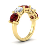 Load image into Gallery viewer, 5-carat-round-5-stone-diamond-and-ruby-anniversary-wedding-band-in-yellow-gold-FDENS141ROBGRUDRANGLE2-5.00CT-NL-YG