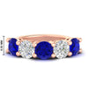 Load image into Gallery viewer, 5-carat-round-5-stone-diamond-and-sapphire-anniversary-wedding-band-in-rose-gold-FDENS141ROBGSABL-5.00CT-NL-RG-HW
