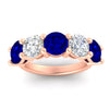 Load image into Gallery viewer, 5-carat-round-5-stone-diamond-and-sapphire-anniversary-wedding-band-in-rose-gold-FDENS141ROBGSABLANGLE5-5.00CT-NL-RG