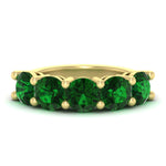 Load image into Gallery viewer, 5-carat-round-5-stone-emerald-colored-anniversary-wedding-band-in-yellow-gold-FDENS141ROBGEMGR-5.00CT-NL-YG-GS