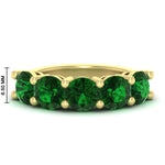 Load image into Gallery viewer, 5-carat-round-5-stone-emerald-colored-anniversary-wedding-band-in-yellow-gold-FDENS141ROBGEMGR-5.00CT-NL-YG-HW-GS