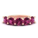 Load image into Gallery viewer, 5-carat-round-5-stone-pink-sapphire-colored-anniversary-wedding-band-in-rose-gold-FDENS141ROBGSADRPI-5.00CT-NL-RG-GS