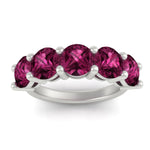 Load image into Gallery viewer, 5-carat-round-5-stone-pink-sapphire-colored-anniversary-wedding-band-in-white-gold-FDENS141ROBGSADRPIANGLE5-5.00CT-NL-WG-GS