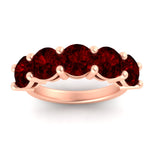 Load image into Gallery viewer, 5-carat-round-5-stone-ruby-colored-anniversary-wedding-band-in-rose-gold-FDENS141ROBGRUDRANGLE5-5.00CT-NL-RG-GS