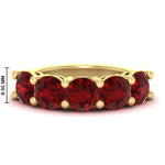 Load image into Gallery viewer, 5-carat-round-5-stone-ruby-colored-anniversary-wedding-band-in-yellow-gold-FDENS141ROBGRUDR-5.00CT-NL-YG-HW-GS