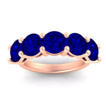 Load image into Gallery viewer, 5-carat-round-5-stone-sapphire-colored-anniversary-wedding-band-in-rose-gold-FDENS141ROBGSABLANGLE5-5.00CT-NL-RG-GS