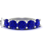 Load image into Gallery viewer, 5-carat-round-5-stone-sapphire-colored-anniversary-wedding-band-in-white-gold-FDENS141ROBGSABL-5.00CT-NL-WG-HW-GS